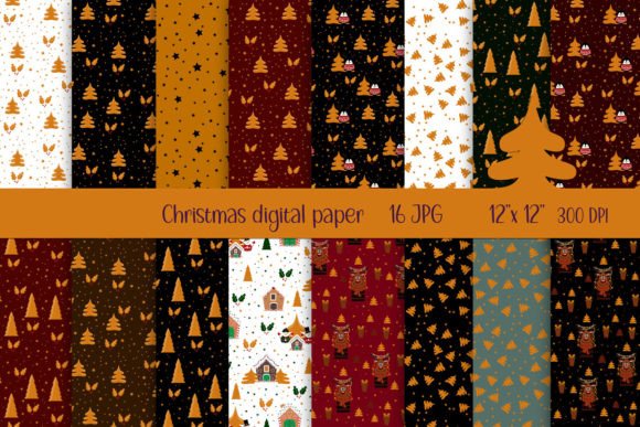 Elegant Christmas Digital Paper: 16 Premium Backgrounds for Festive Projects