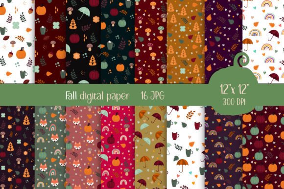 Fall Digital Paper, Autumn Background for Creatives