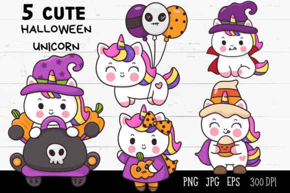 Halloween Unicorn Trick or Treat Clipart