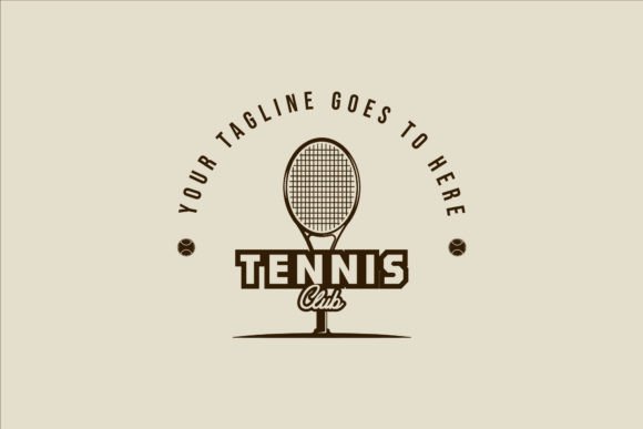 Tennis Racket Logo Vintage Vector Design
