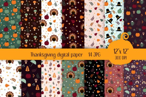 Thanksgiving Digital Paper Pack for Creative Projects